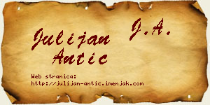 Julijan Antić vizit kartica